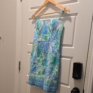 Lilly Pulitzer Blue and Green Floral Mini Dress